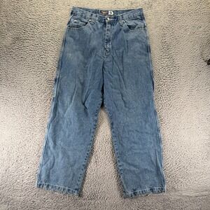 Vintage Thirty Below Jeans Mens 32x28 Blue Cotton Denim Straight Carpenter Baggy